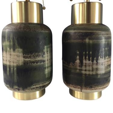 Ceramic Lamps Attributed to Design Technics or Maria Von Allesch Mid Century