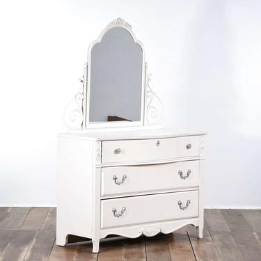 White French Provincial Vanity Dresser W Mirror 