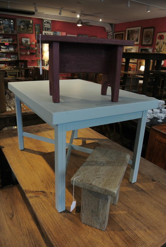 Blue painted coffee table - $110