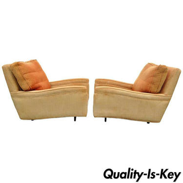 Pair of Mid-Century Modern Milo Baughman Upholstered Sculpted Club Lounge Chairs