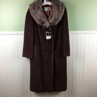 60s double breasted coat with fur collar - Lorendale - size medium vintage winter coat 