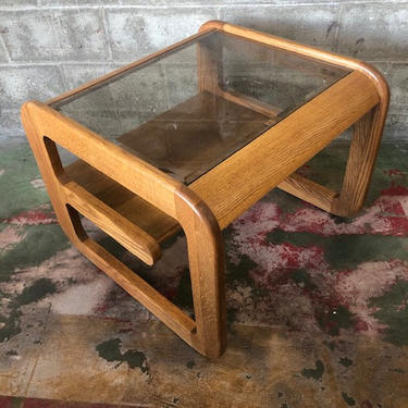 Lou Hodges Oak with Glass Side Table