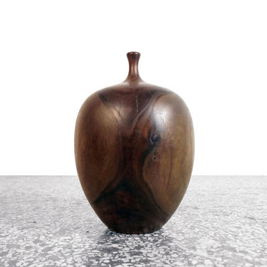 Vintage Black Walnut Turned Wood Bud Vase 