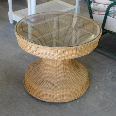 Island Modern Woven Rattan Round Side Table
