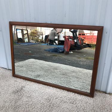 Mid Century Large Mirror with Walnut Frame