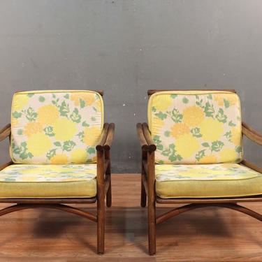 Ficks Reed Mid Century Rattan &amp; Floral Lounge Chair – ONLINE ONLY