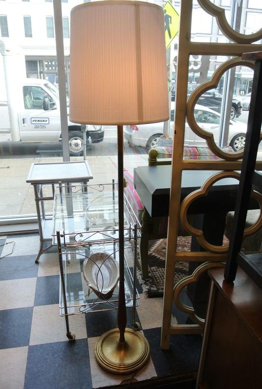 Brass and wood floor lamp. $110