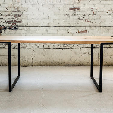 Modern Industrial White Oak Dining Table - Minimalist Design 