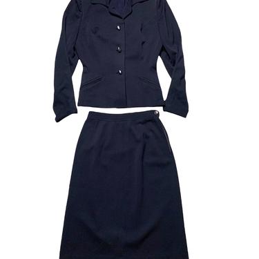 Vintage 1940s/1950s Women's Wool GABARDINE 2pc Suit ~ S ~ jacket / blazer / sport coat / skirt ~ Set ~ Handmacher 