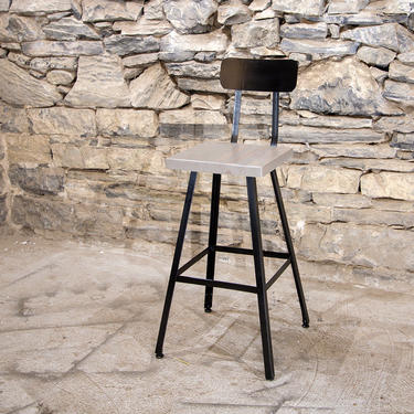 FREE SHIPPING - Brew Haus Industrial Style Scooped Back Bar Stools - London Fog Edition - Great for restaurants, bars and cafes! 