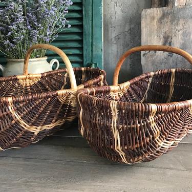 1 Rustic Willow Wicker Flower Basket, Gathering, Bentwood Handle, Farmhouse, Garden Basket 