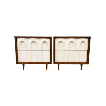 Vintatge MCM End Tables In Wood and White 