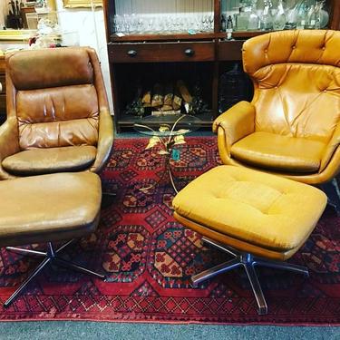 Two iconic space age reclining chairs, from a Mid Century time capsule in Baltimore County. Both by Overman. $600 each
