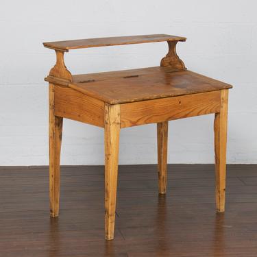 Antique Country French Rustic Farmhouse Pine Slant Front Writing Desk 