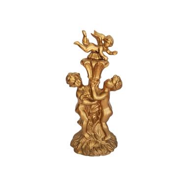 Vintage Gold Cherub Figurine / Mid Century Figural Angel Statue / Bronze Tone Victorian Revival Decor / Regency Style Decorative Statuette 