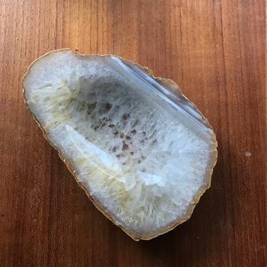Vintage Polished Stone Geode Quartz Dish Natural Crystal 