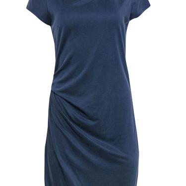 Halston Heritage - Steel Blue Boatneck Ruched T-Shirt Dress Sz M