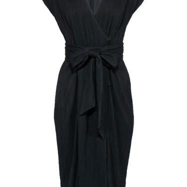 M.M.LaFleur - Black Crinkled Textured Maxi Dress w/ Belt Sz 4