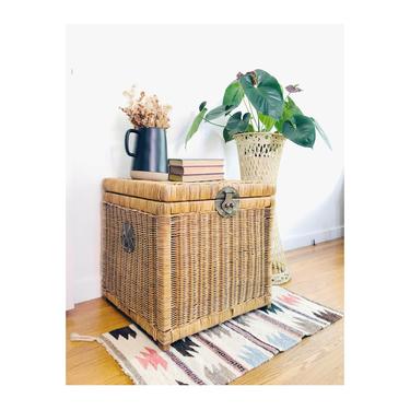 Vintage Wicker Cube Trunk / FREE SHIPPING 