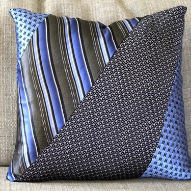 One of a Kind Up-Cycled Necktie Pillow Cover - 16&amp;quot;x16&amp;quot; Pillow Cover Made from Up-Cycled Silk Ties (Pillow Form Not Included) FREE SHIPPING 
