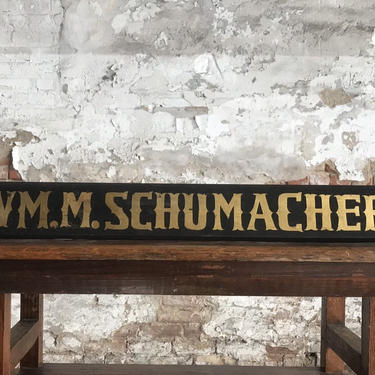Antique Funeral Coach Buggy 'Schumacher' Hand Painted Wood Sign Family Name Plate 