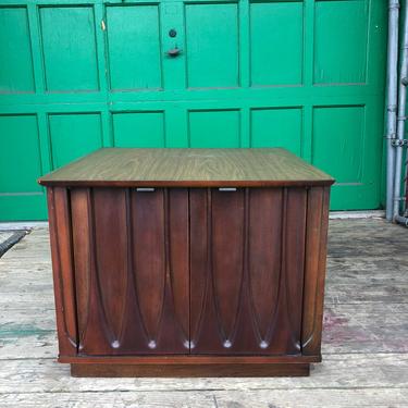 Mid Century Walnut End Table with Storage Cabinet