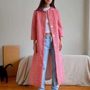 quilted gingham check peter pan collar robe duster jacket 