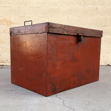 Handmade Vintage Craftsman Metal Storage Box with Distressed Patina