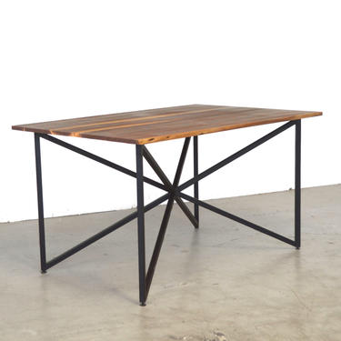 Geometric Intersecting Steel Dining Table - Solid Walnut and Natural Steel 