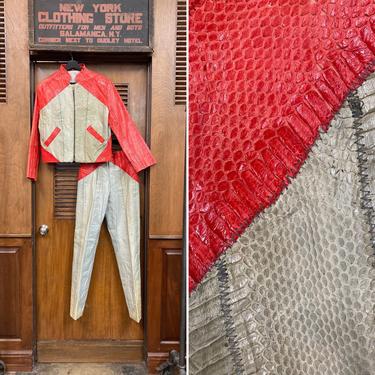 Vintage 1960’s YSL Snakeskin Mod Two Piece Jacket &amp; Pants Set, Vintage Pant Suit, Snakeskin Pants, Jacket, Yves Saint Laurent, Vintage Set, 
