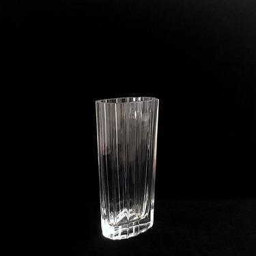 Vintage Mid Century Modern Scandinavian Kosta of Sweden Crystal Art Glass Ribbed Vase #48401 Rolf Sinnemark Design 1970s Swedish 