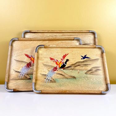 Set of 3 Hand Painted Nesting Trays 