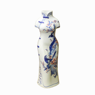 Chinese Blue White Porcelain Lady Dress Shape Vase ws1102E 