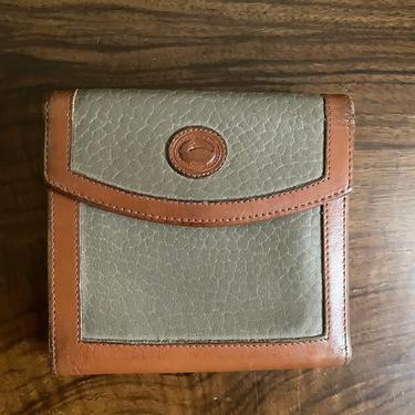 Vintage Dooney and Bourke Cream Taupe White and Brown Leather Credit Card Wallet, Distressed 