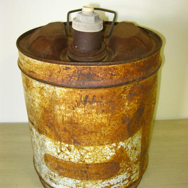 Vintage Metal Gas Can Pre-1950s Collectible Barrel Keg Liquid Container 