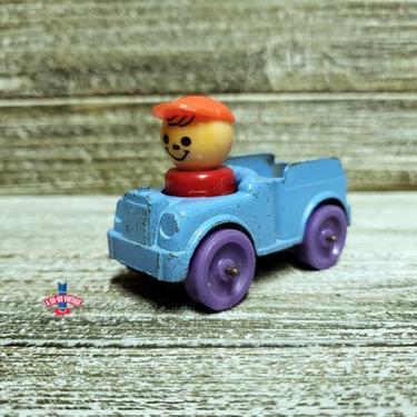 Vintage Little People Tootsietoy Truck, Vintage Tootstie Toy Car, Childrens Toy, Vintage Fisher Price, Blue Truck Purple Wheels Vintage Toys 