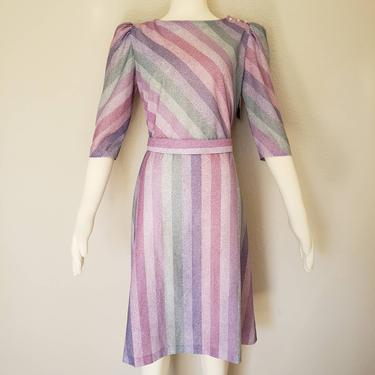 vintage dress purple dress stipe dress striped dress 80s dress 1980s dress lavender dress pastel dress 80s dress early 80s dress 