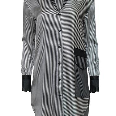 Rag & Bone - Black & White Striped Button-Up Silk Shirtdress Sz 2