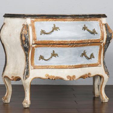 19th Century French Louis XIV Provincial Gustavian Style Painted Bombay Commode Chest 
