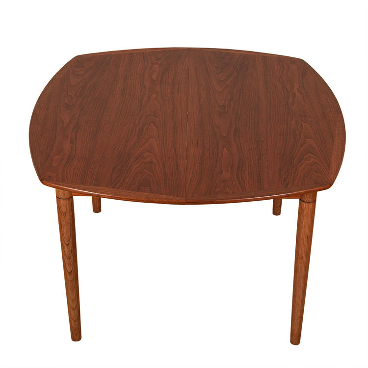 Danish Walnut Rounded Octagon Expanding Dining Table