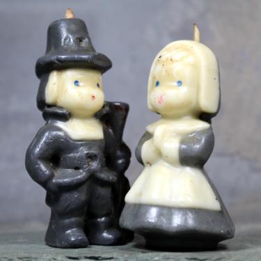 Vintage Pair of Pilgrim Candles by Gurley - 1950s Vintage Gurley Thanksgiving Candles - Vintage Thanksgiving | FREE SHIPPING 