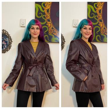 Vintage 1970’s Dark Purple Brown Leather Jacket 