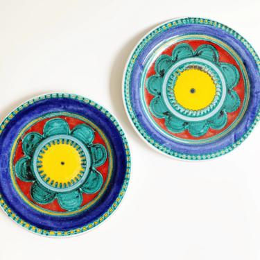 Pair of Vintage Giovanni DeSimone Flower Motif Ceramic Plates 