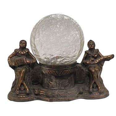 Vintage Crackled Glass Globe Musician Themed Mantel Table Lamp