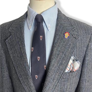 Vintage 100% Wool TWEED Hacking Jacket ~ 42 R ~ sport coat / blazer ~ Chinstrap ~ Donegal ~ Ivy League / Preppy / Trad 