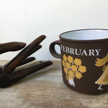 1977 Hornsea February Mug, Pottery Coffee Cup, Love Mug, February Birthday, Keith Townsend Design, Made In England 