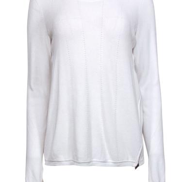 Vince - White Knit Sweater w/ Zipper Trim Sz L