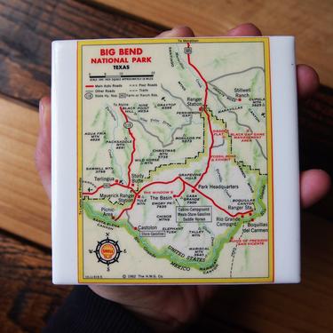1962 Big Bend National Park Map Coaster. Texas Vintage Map. Big Bend Gift. Texas Décor. Hiking Gift. For hiker. National Park Gift. Camping. 