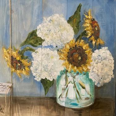 Hydrangea &amp; Sunflowers Painting