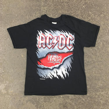 Vintage AC/DC Tee 1990s Retro Unisex Size Medium + The Razors Edge + 1990 Tour + Brockum Black Band T Shirt + Rock Merch Memorabilia 